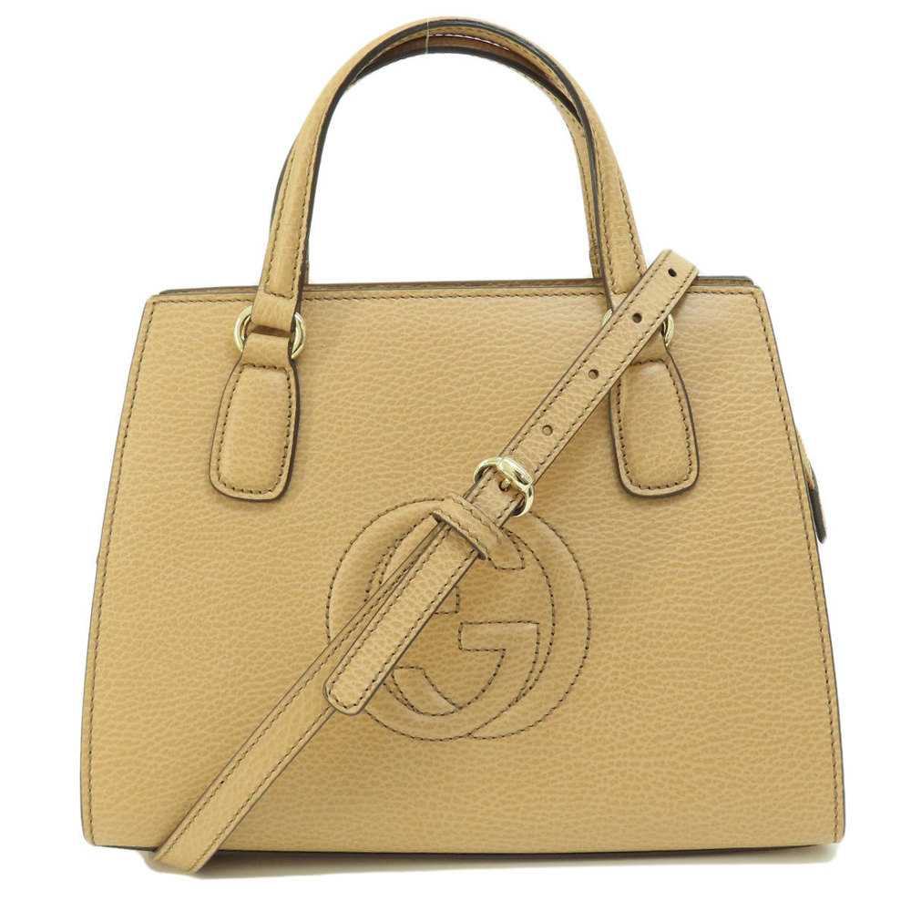 Gucci Interlocking GG Handbag Leather Beige